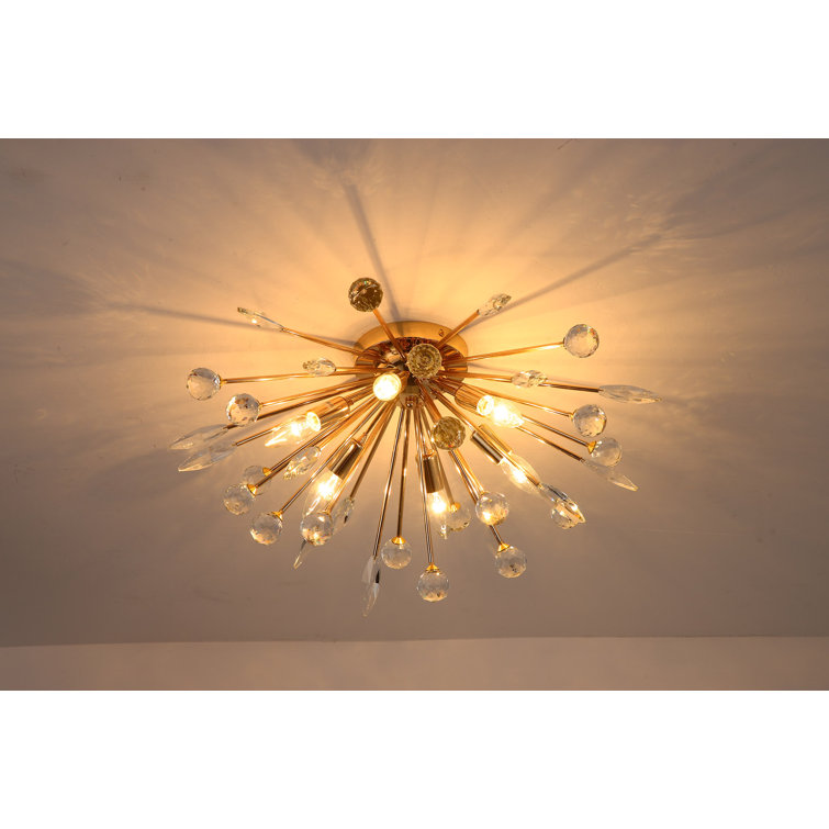 Canora Grey Anavel 6Light Gold Sputnik Sunburst Ceiling Light Crystal